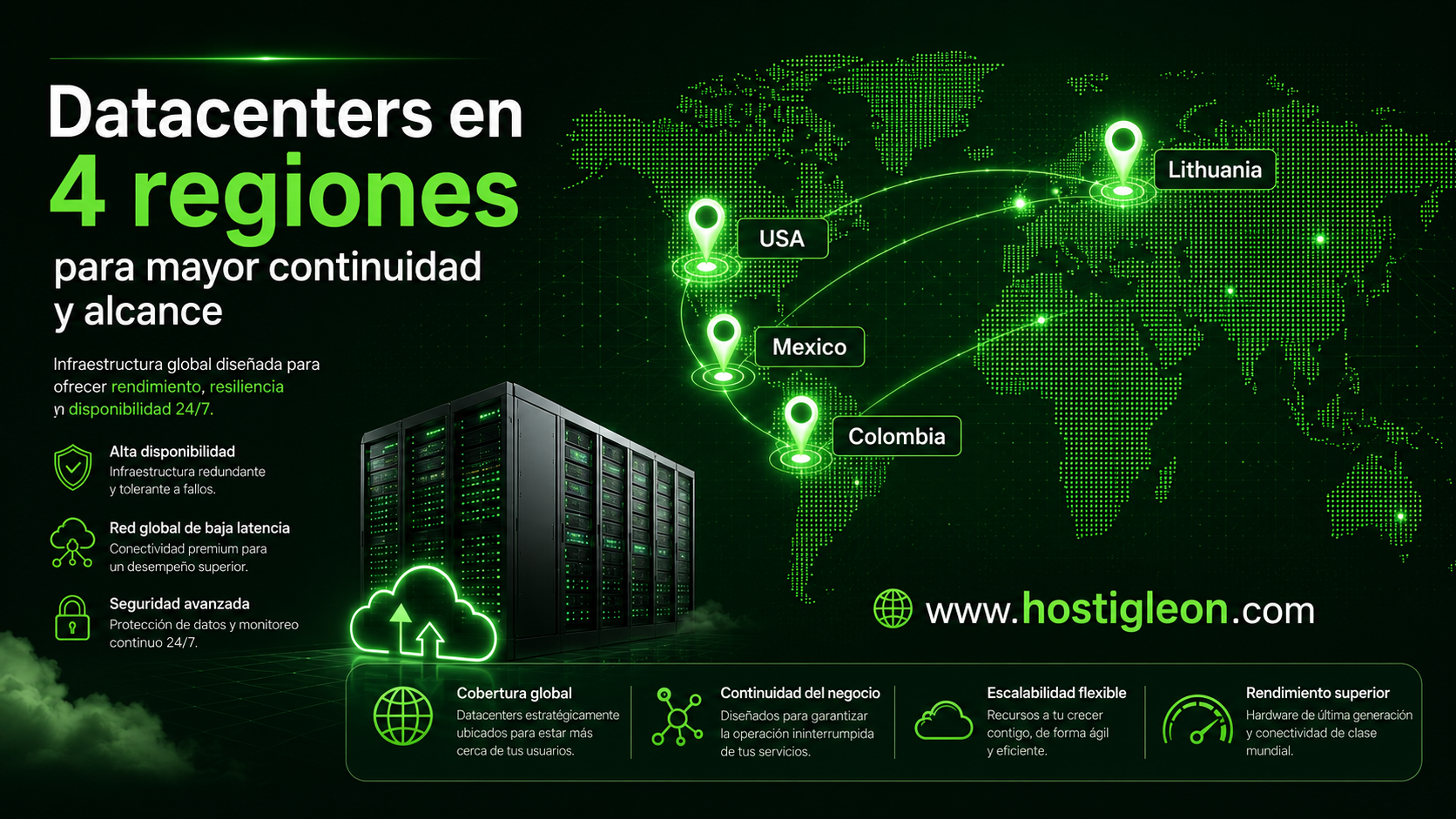 Datacenters en 4 regiones